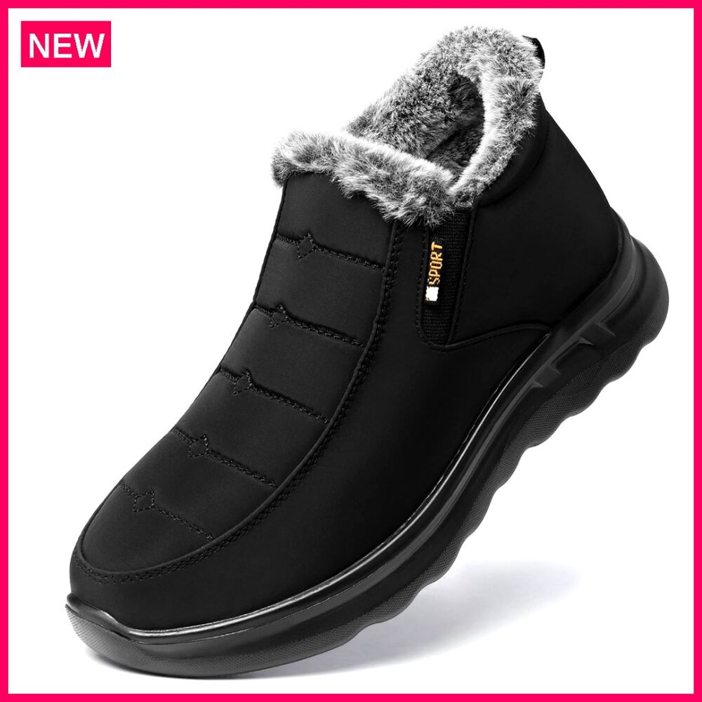 Waterproof Fur Lined Snow Boots Slip On Ankle Boots Women's Winter Shoes